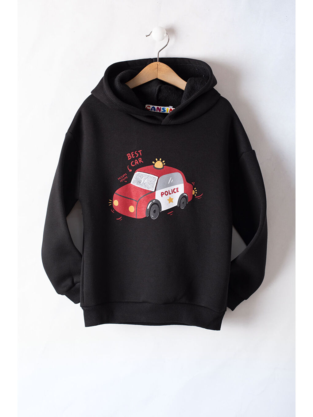 Cansın Mini Siyah Erkek Çocuk Baskılı 3 İp Kapüşonlu Sweatshirt 19741 - 1