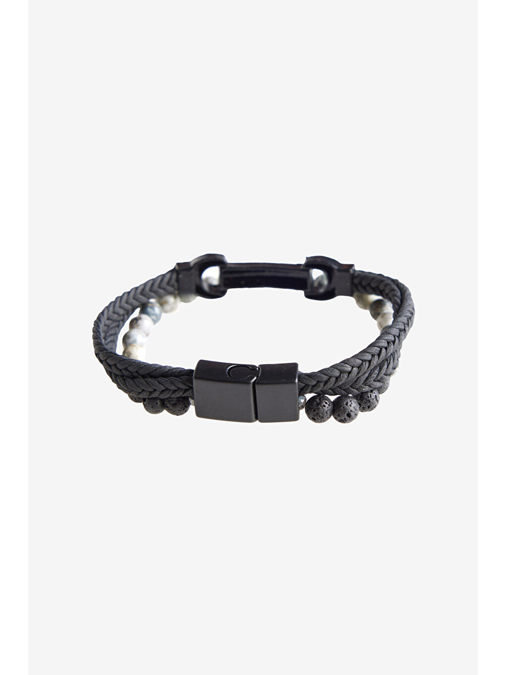 Erkek Siyah-Gri Deri Bileklik-1