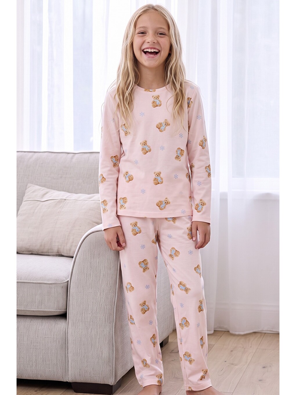 Pembe Desenli Termal Kumaşlı Ultra Soft Yumuşak Örme Pijama Takımı-3