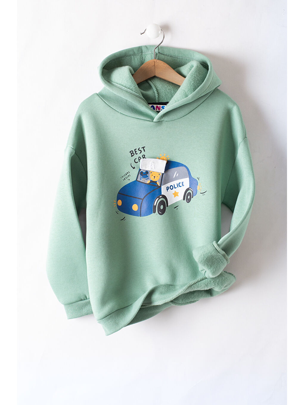 Cansın Mini Yeşil Erkek Çocuk Baskılı 3 İp Kapüşonlu Sweatshirt 19738