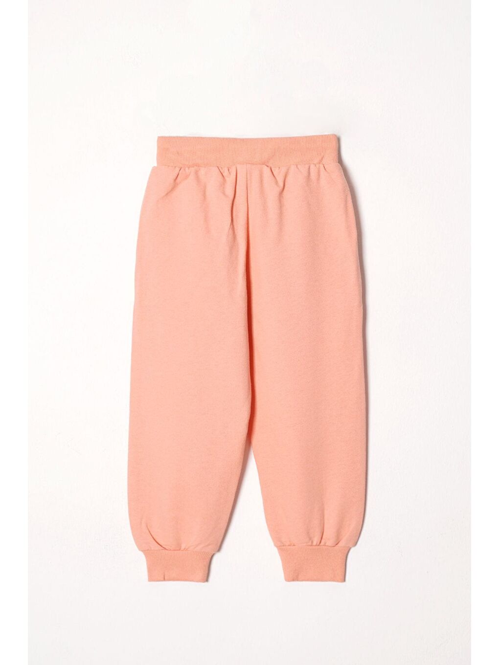 Pembe Bisiklet Yaka Uzun Kol Çiçek Desenli Somon Renk Kız Çocuk Eşofman Takım-4