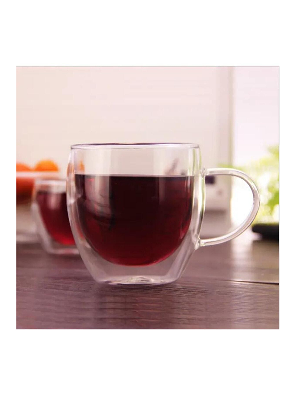 Renksiz Çift Cidarlı 250 ml Kulplu Cam Bardak 3 Adet 2037-5