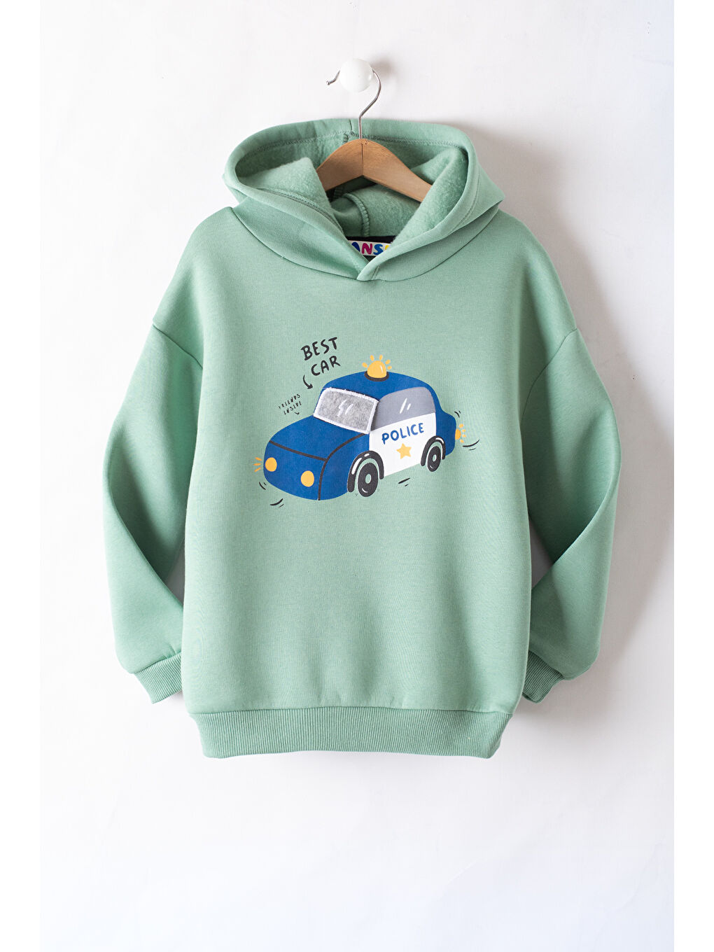 Cansın Mini Yeşil Erkek Çocuk Baskılı 3 İp Kapüşonlu Sweatshirt 19738 - 1