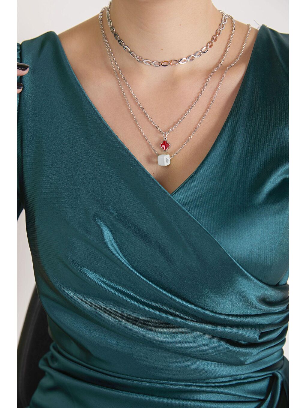 Kadın Beyaz Kolye - 23253-1