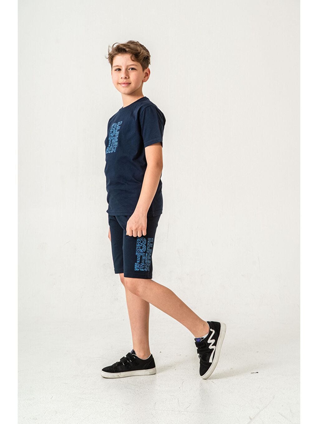 Lacivert Be The Best Baskılı  Erkek Çocuk Şort - Tişört Takımı-2