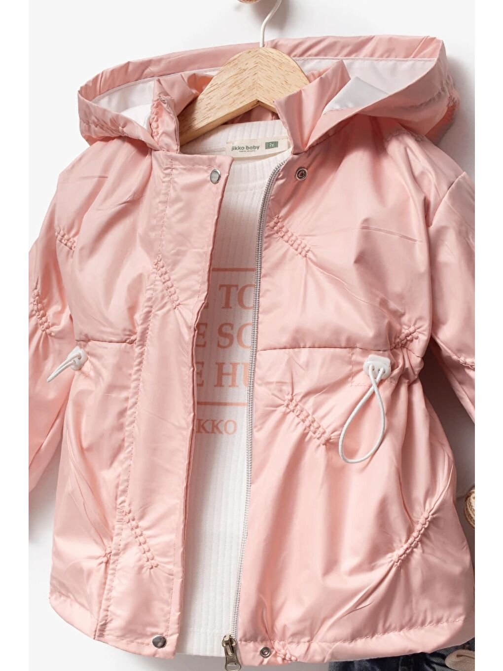 Pembe 3'lü Kapüşonlu Kız Bebek Mont & Pantolon Bayramlık Takım 9083-4