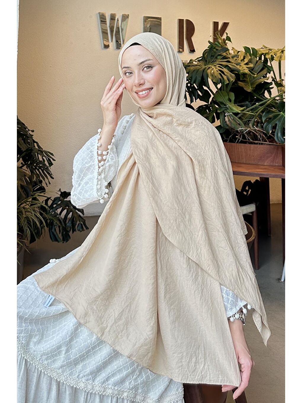 Kahverengi Comfort Pamuk Şal Camel-1