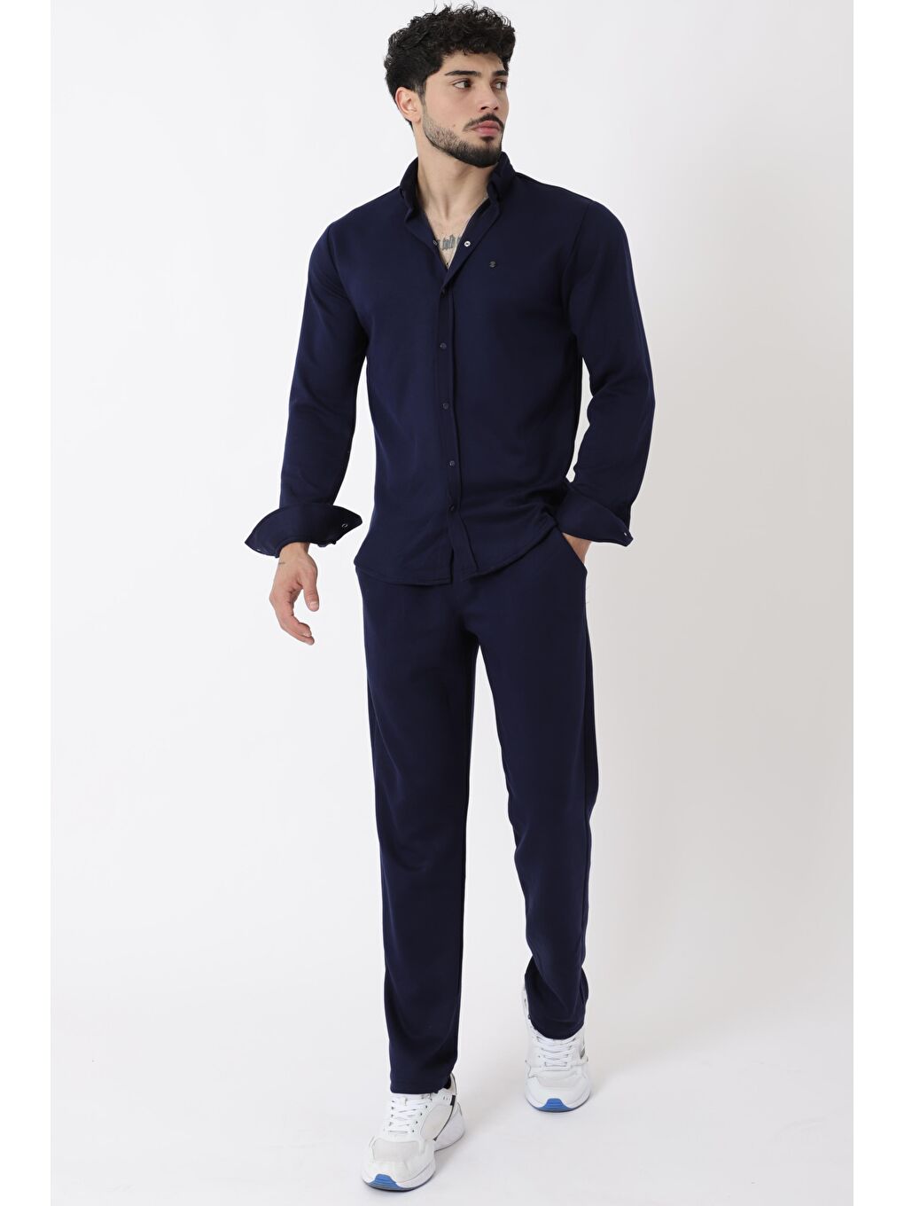 Lacivert Penye Çıtçıtlı Kışlık Joger Erkek Takım QM 2013 6362_72011