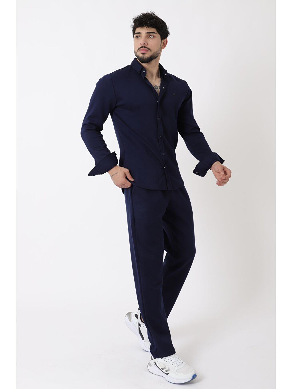 Lacivert Penye Çıtçıtlı Kışlık Joger Erkek Takım QM 2013 6362_72011-1