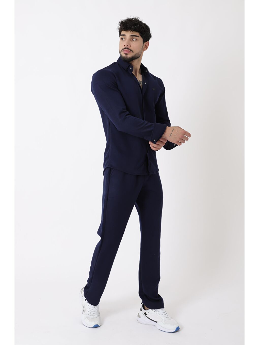 Lacivert Penye Çıtçıtlı Kışlık Joger Erkek Takım QM 2013 6362_72011-2