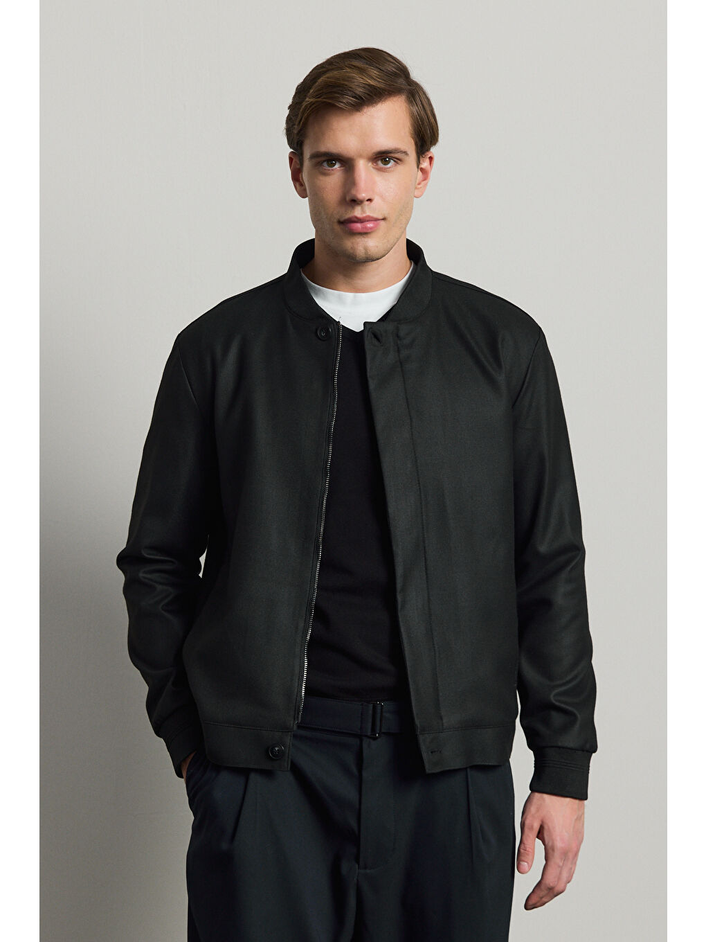 Erkek Poliviskon Özel Kumaş Ceket Siyah-4