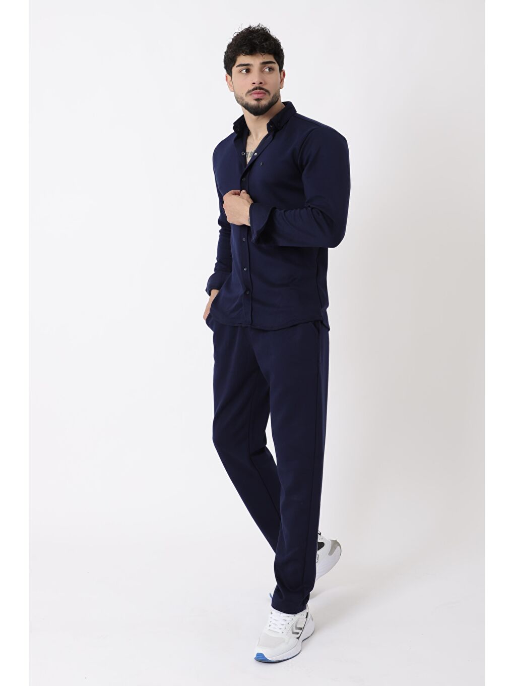 Lacivert Penye Çıtçıtlı Kışlık Joger Erkek Takım QM 2013 6362_72011-3