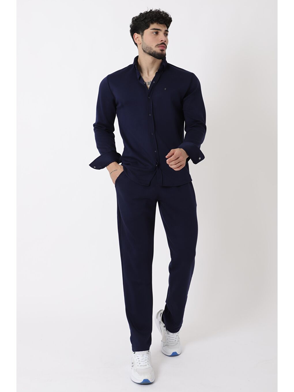 Lacivert Penye Çıtçıtlı Kışlık Joger Erkek Takım QM 2013 6362_72011-4