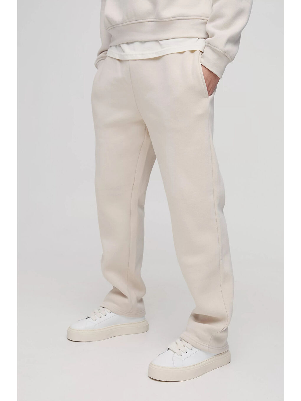 Bej İçi Polarlı 3 İplik Kalın Erkek Eşofman Altı SPR25EA95