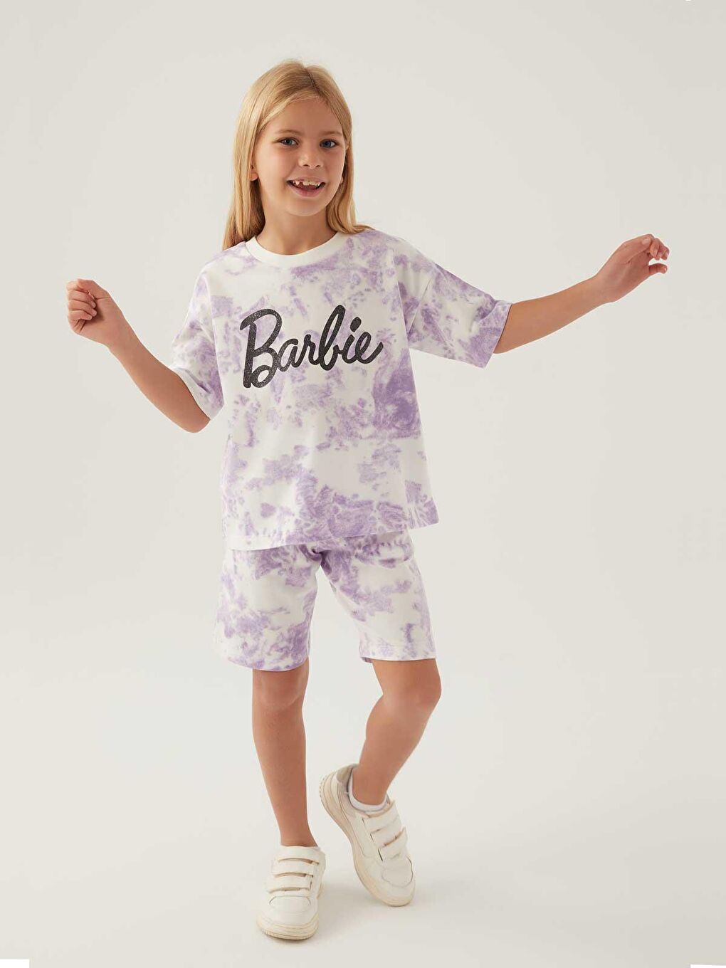 Mor Barbie Kız Çocuk Şortlu Takım 9-14 Yaş Lavanta-1