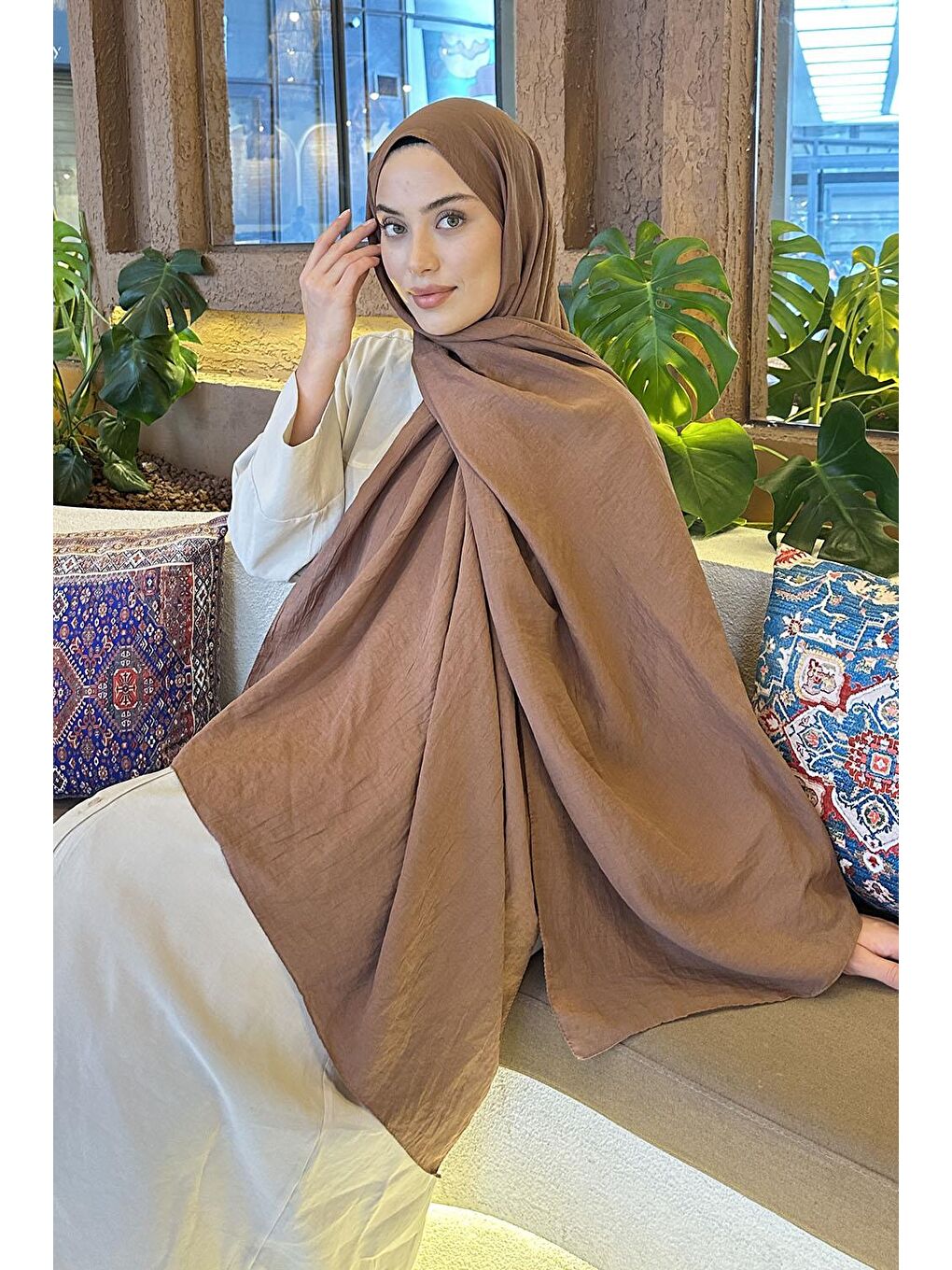 Kahverengi Comfort Pamuk Şal Sütlü Kahve-1
