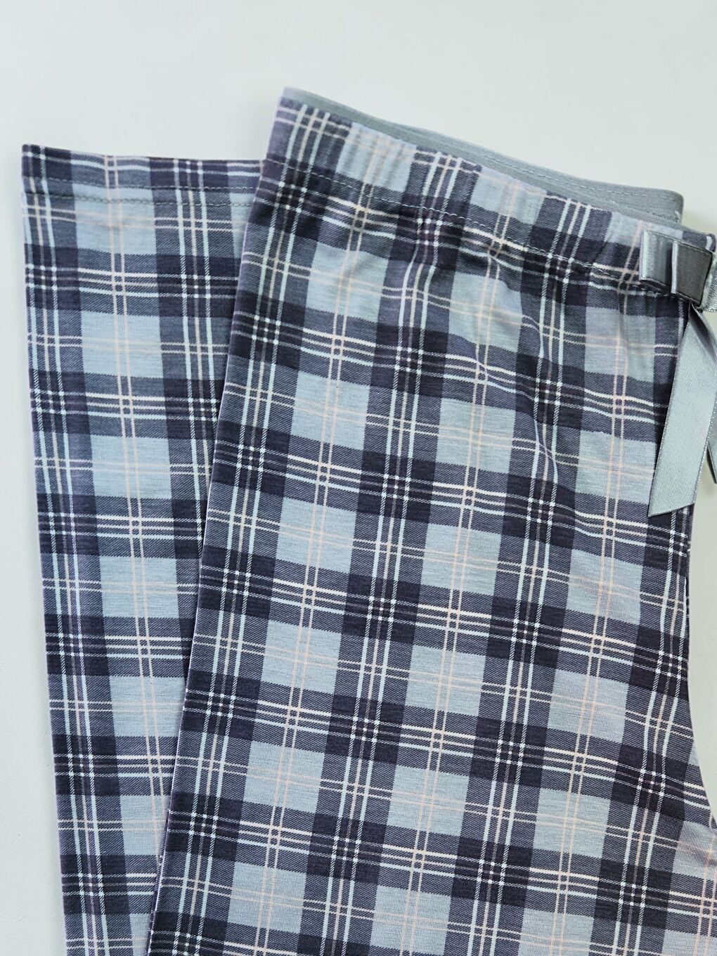 Gri Kadın Desenli Viskon Düz Paça Pijama Altı-1