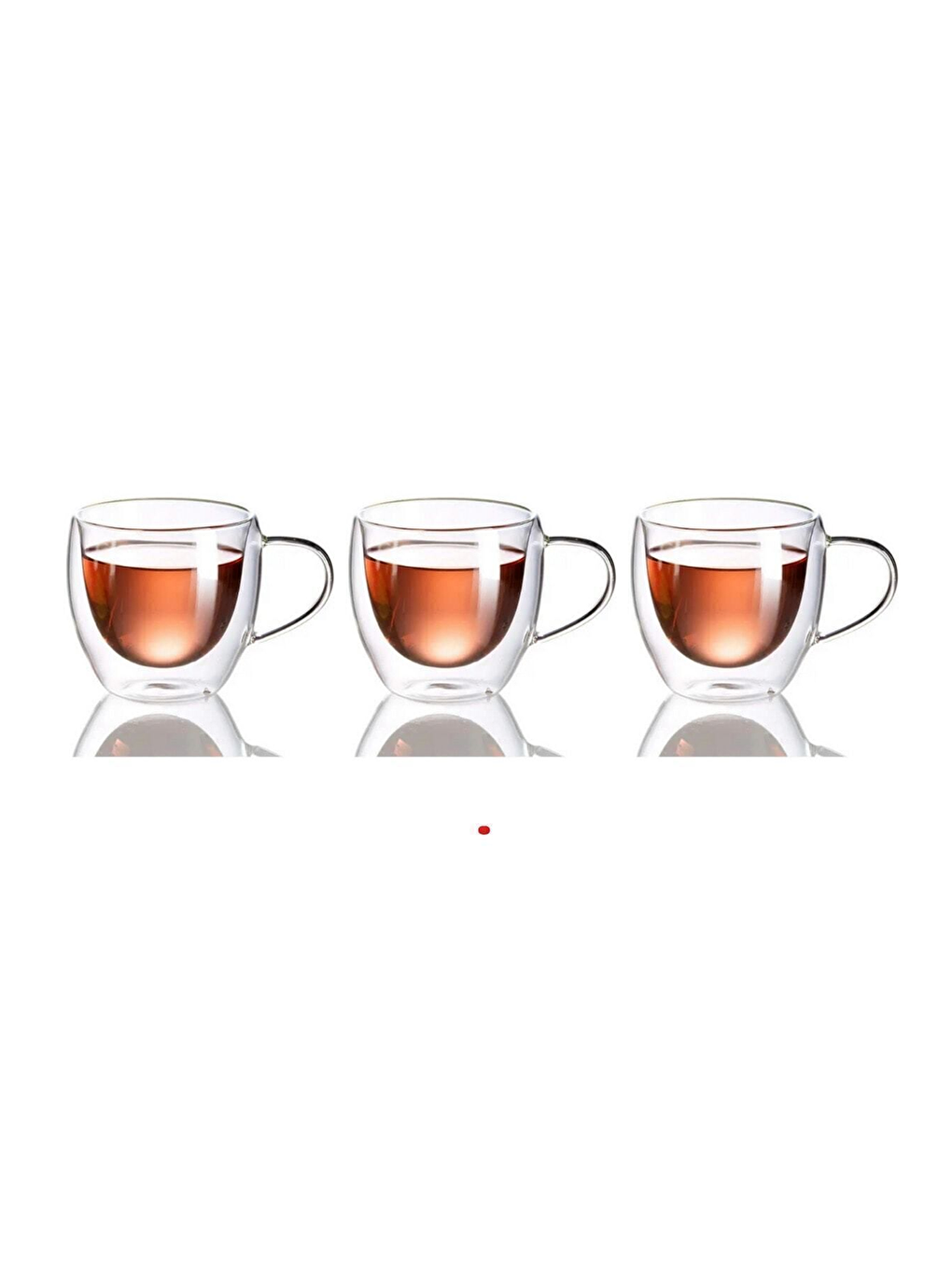 Renksiz Çift Cidarlı 250 ml Kulplu Cam Bardak 3 Adet 2037-7