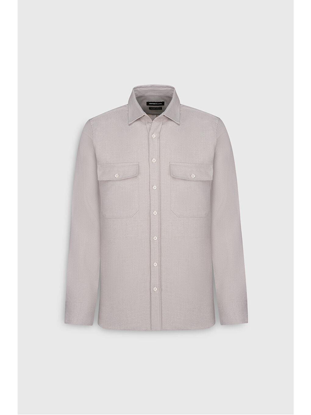 Erkek Bej Oxford Slim Fit Dar Kesim Klasik Yaka Çift Kapak Cepli Gömlek-9