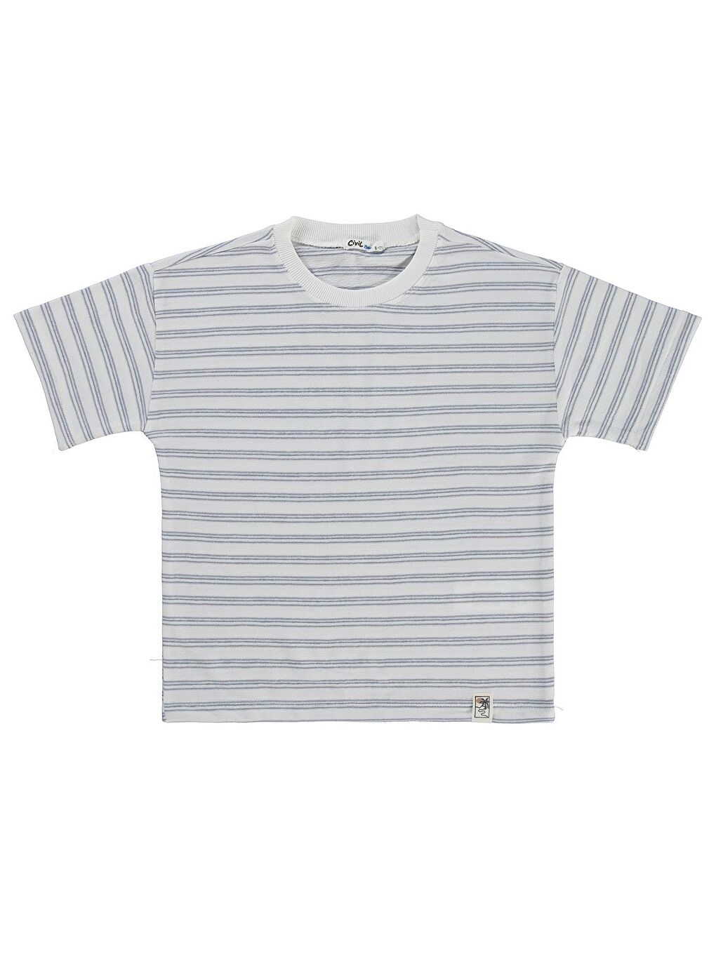 Boys Jakar Çizgili 6-9 Yaş Tişört - Mavi
