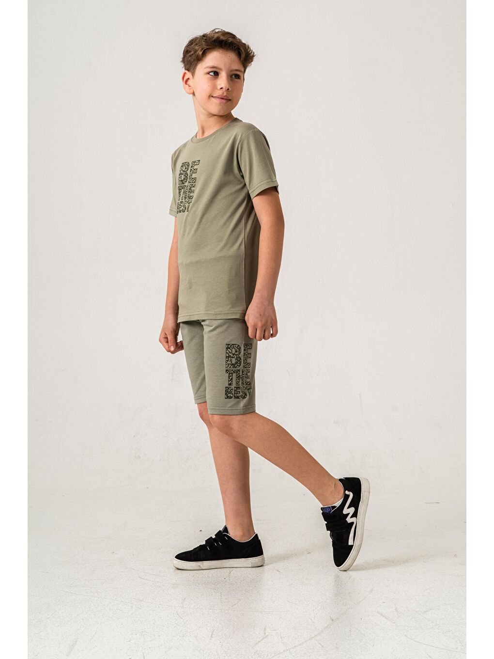 Yeşil Be The Best Baskılı  Erkek Çocuk Şort - Tişört Takımı-2