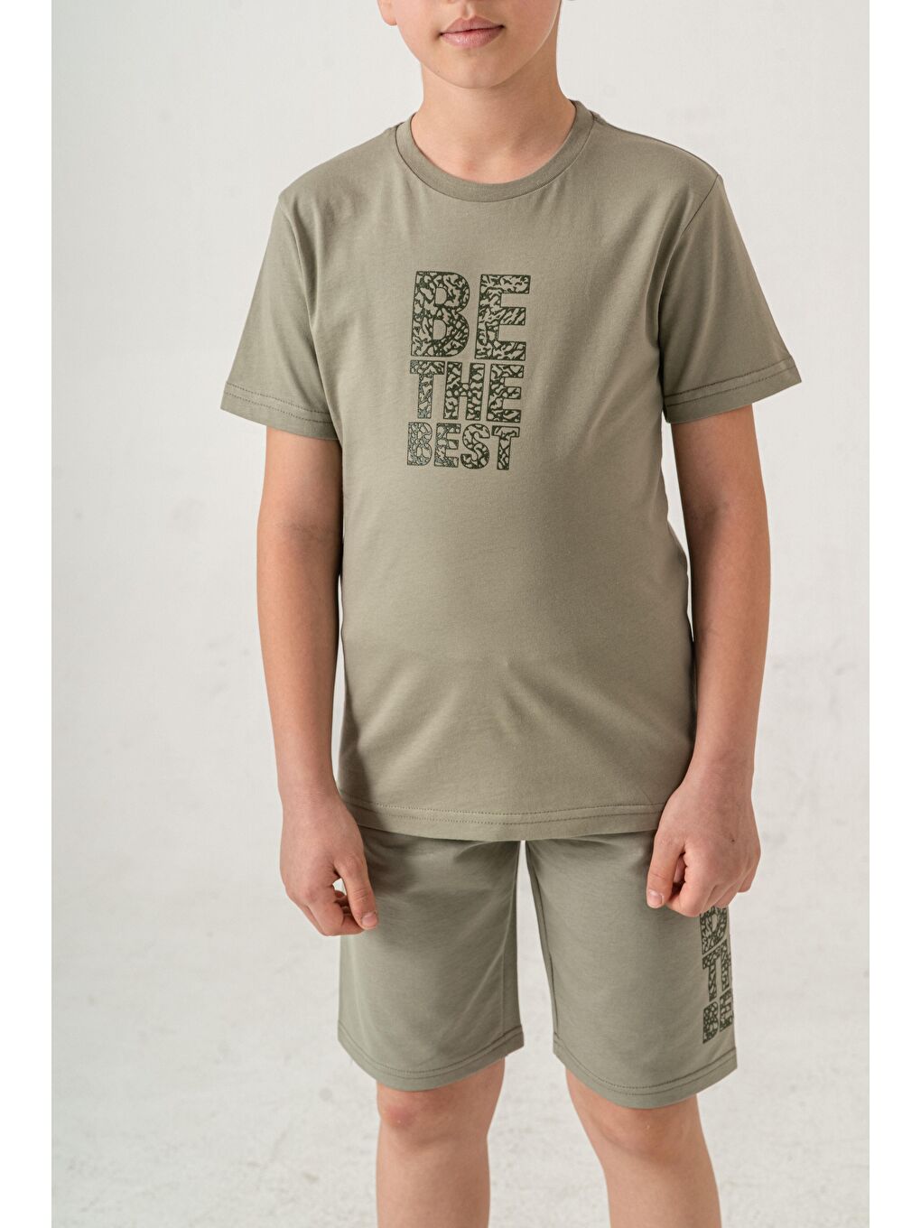 Yeşil Be The Best Baskılı  Erkek Çocuk Şort - Tişört Takımı-3