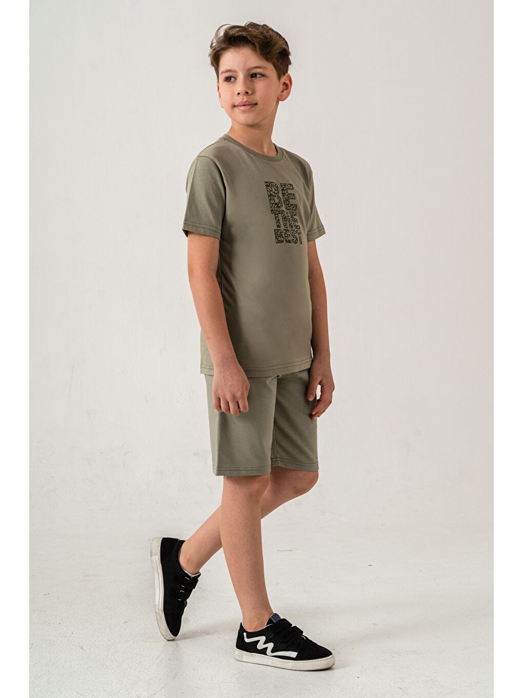 Yeşil Be The Best Baskılı  Erkek Çocuk Şort - Tişört Takımı-4