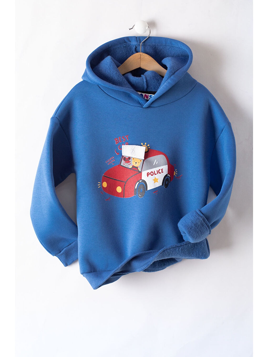 Cansın Mini Mavi Erkek Çocuk Baskılı 3 İp Kapüşonlu Sweatshirt 19740