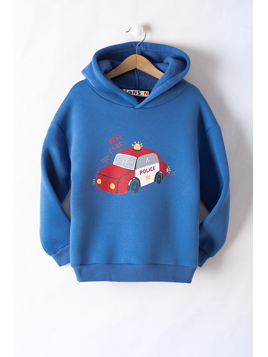 Cansın Mini Mavi Erkek Çocuk Baskılı 3 İp Kapüşonlu Sweatshirt 19740 - 1