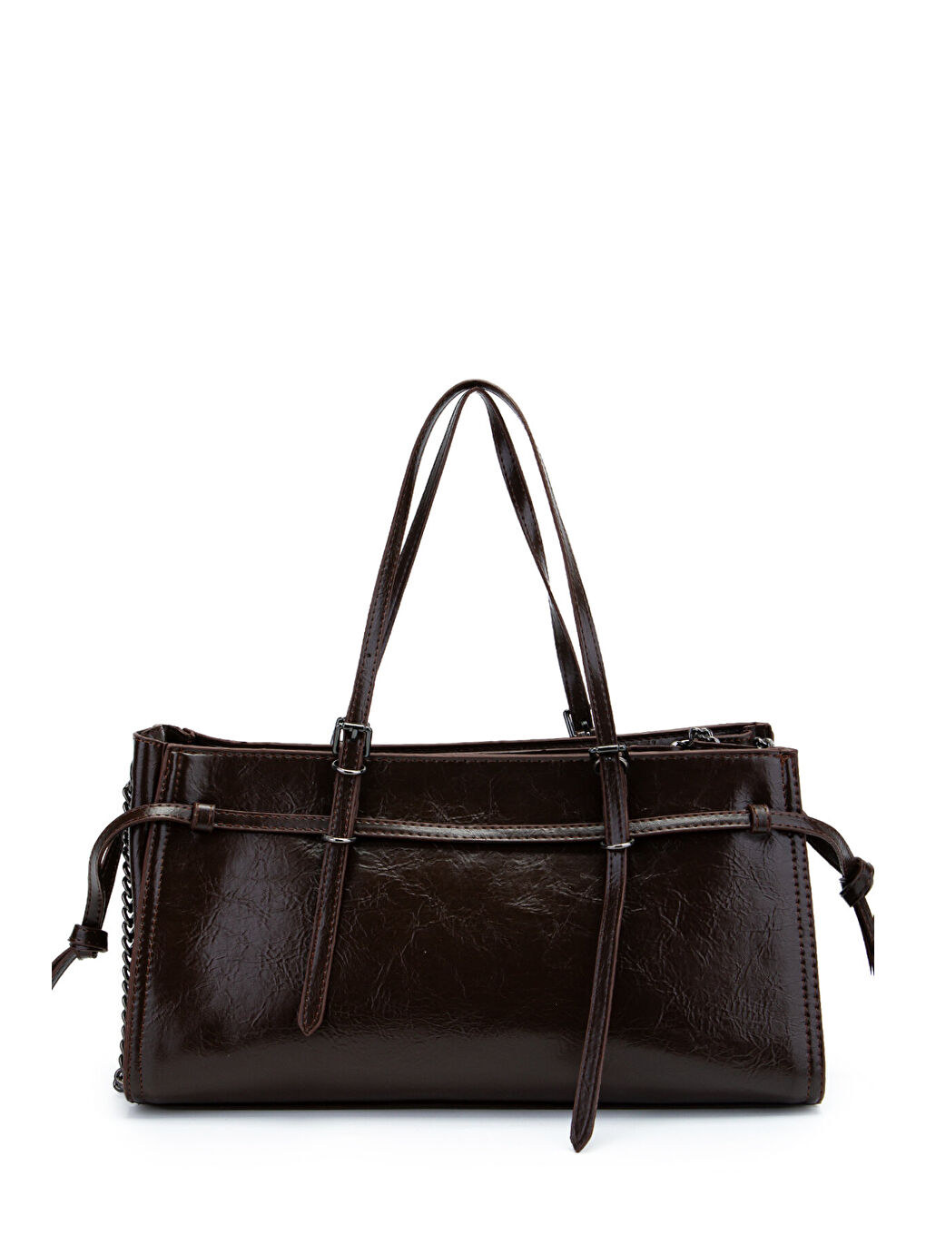 Siyah Zincir Detaylı Bonnie Kadın Kol Çanta Kahverengi