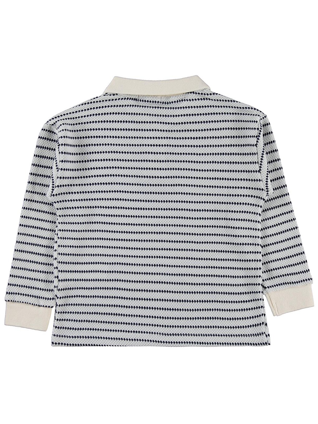 Boys Çizgili Polo Yaka 6-9 Yaş Sweatshirt - Lacivert-2