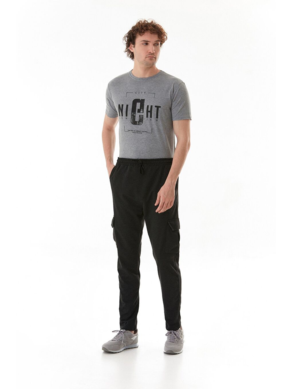 Antrasit Kargo Cepli Beli Lastikli Eşofman Altı-2