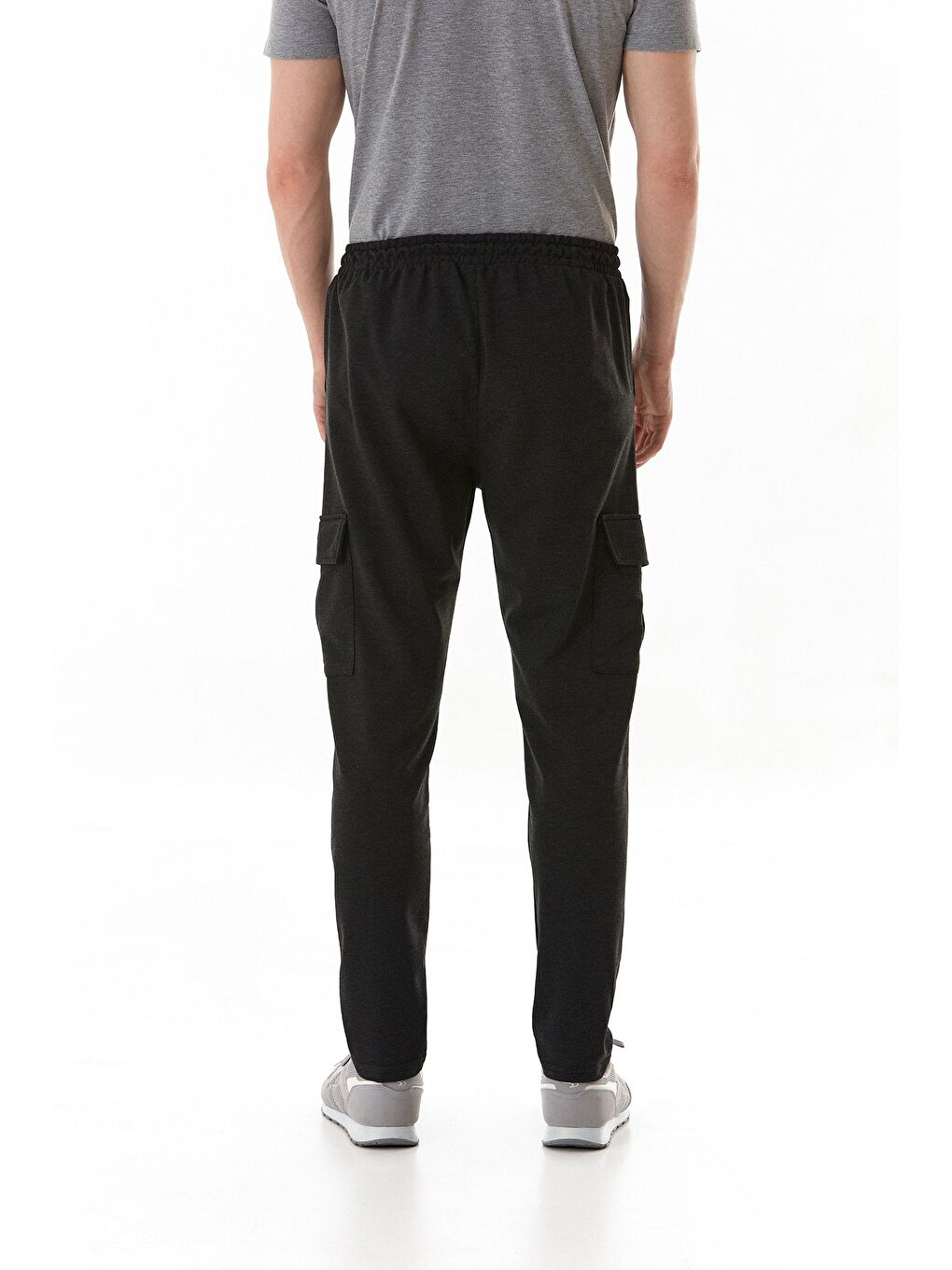 Antrasit Kargo Cepli Beli Lastikli Eşofman Altı-4