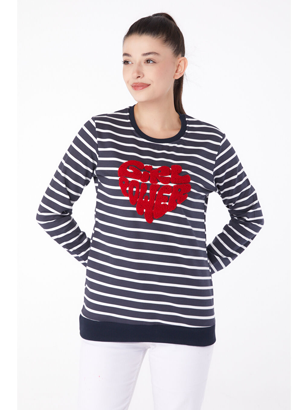 Nakışlı Sweatshirt Antrasit - 26288