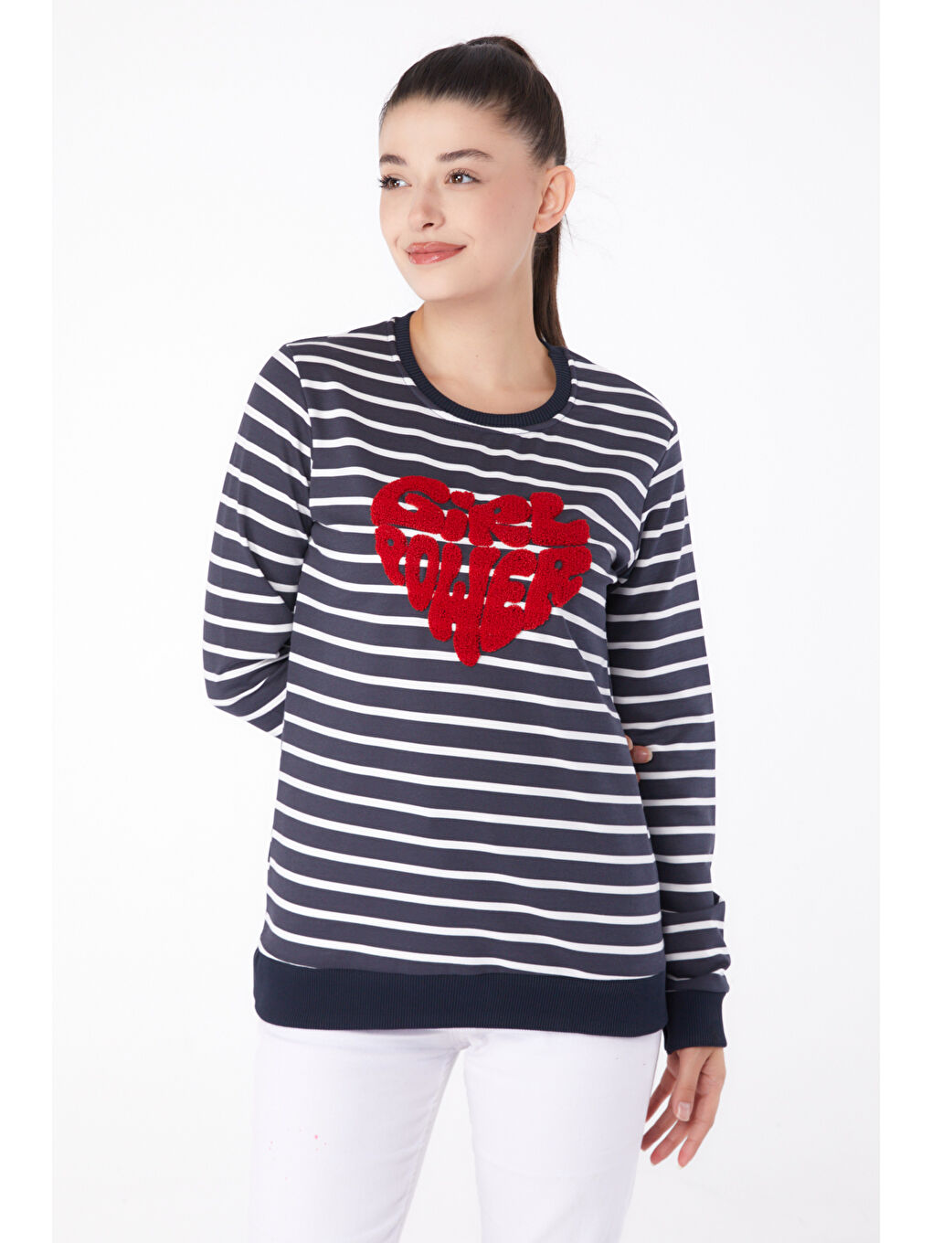 Nakışlı Sweatshirt Antrasit - 26288-1