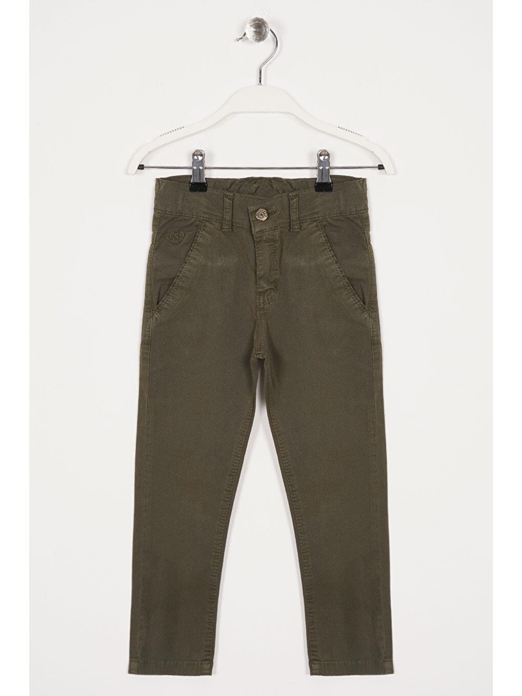 Slim Fit Haki Renk Erkek Çocuk Gabardin Pantolon