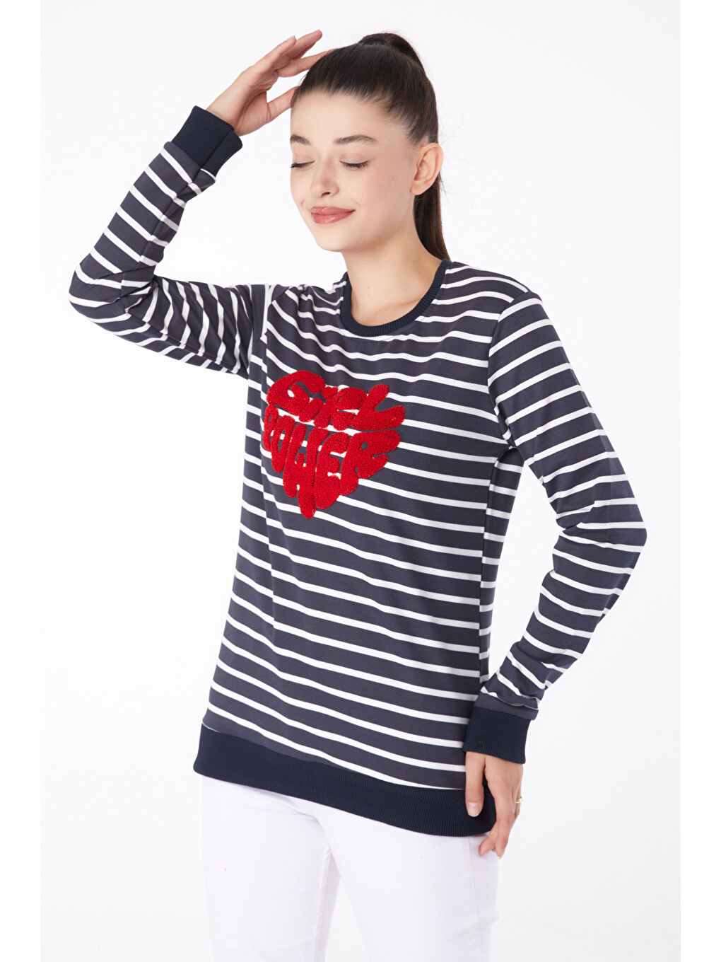 Nakışlı Sweatshirt Antrasit - 26288-2