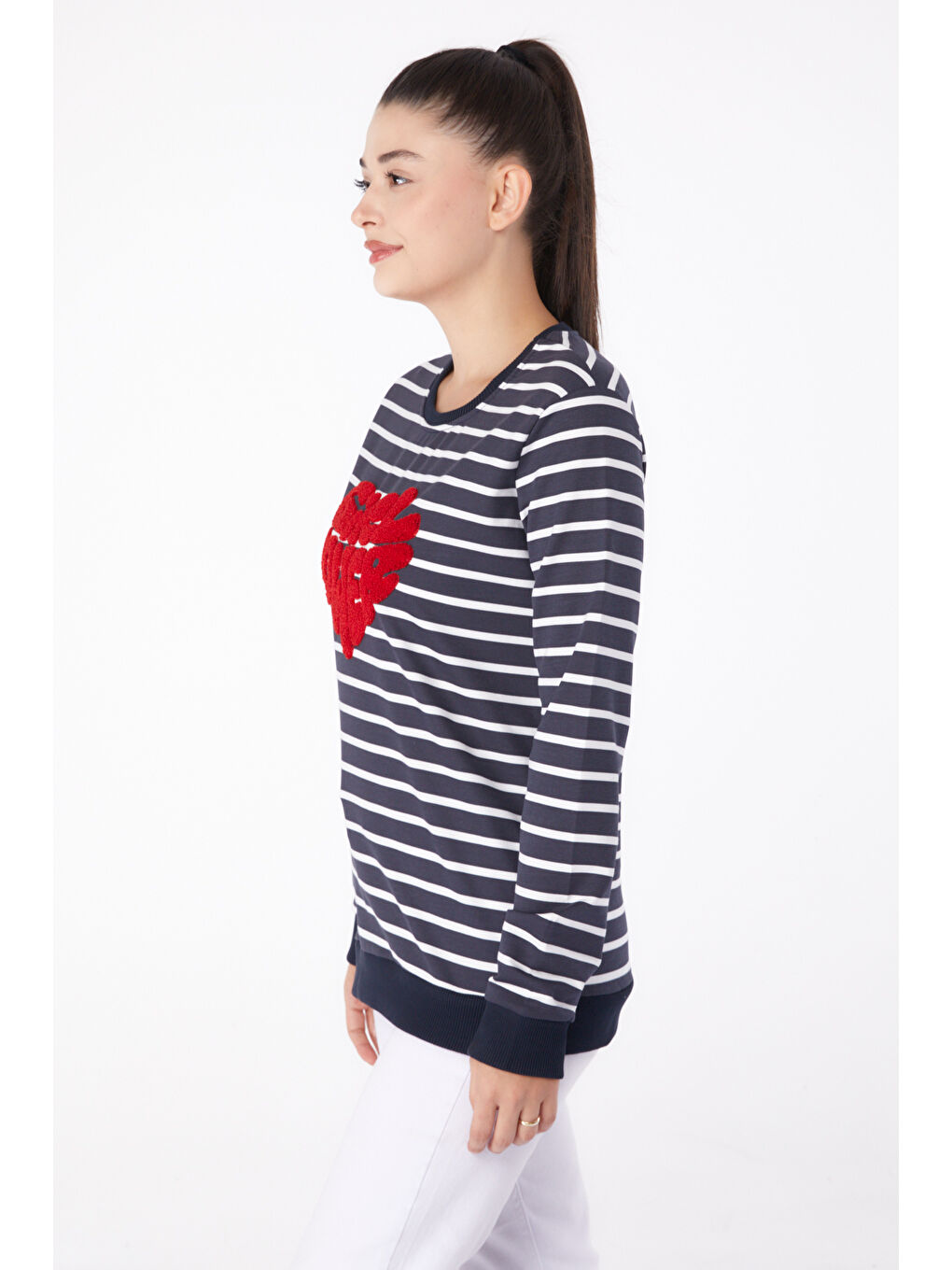 Nakışlı Sweatshirt Antrasit - 26288-3