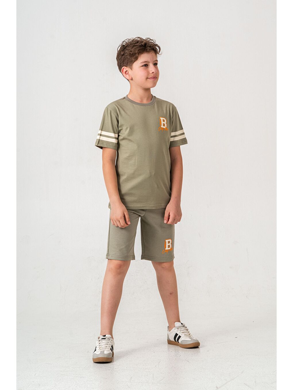 Yeşil Brooklyn College League Baskılı  Erkek Çocuk Şort - Tişört Takımı-1