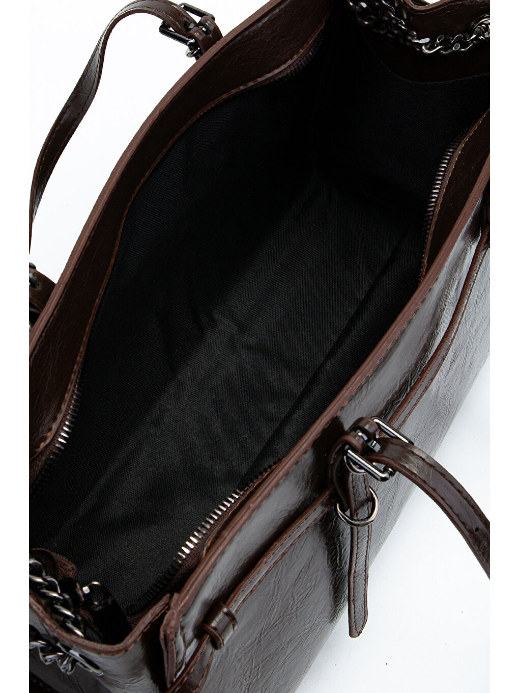 Siyah Zincir Detaylı Bonnie Kadın Kol Çanta Kahverengi-3