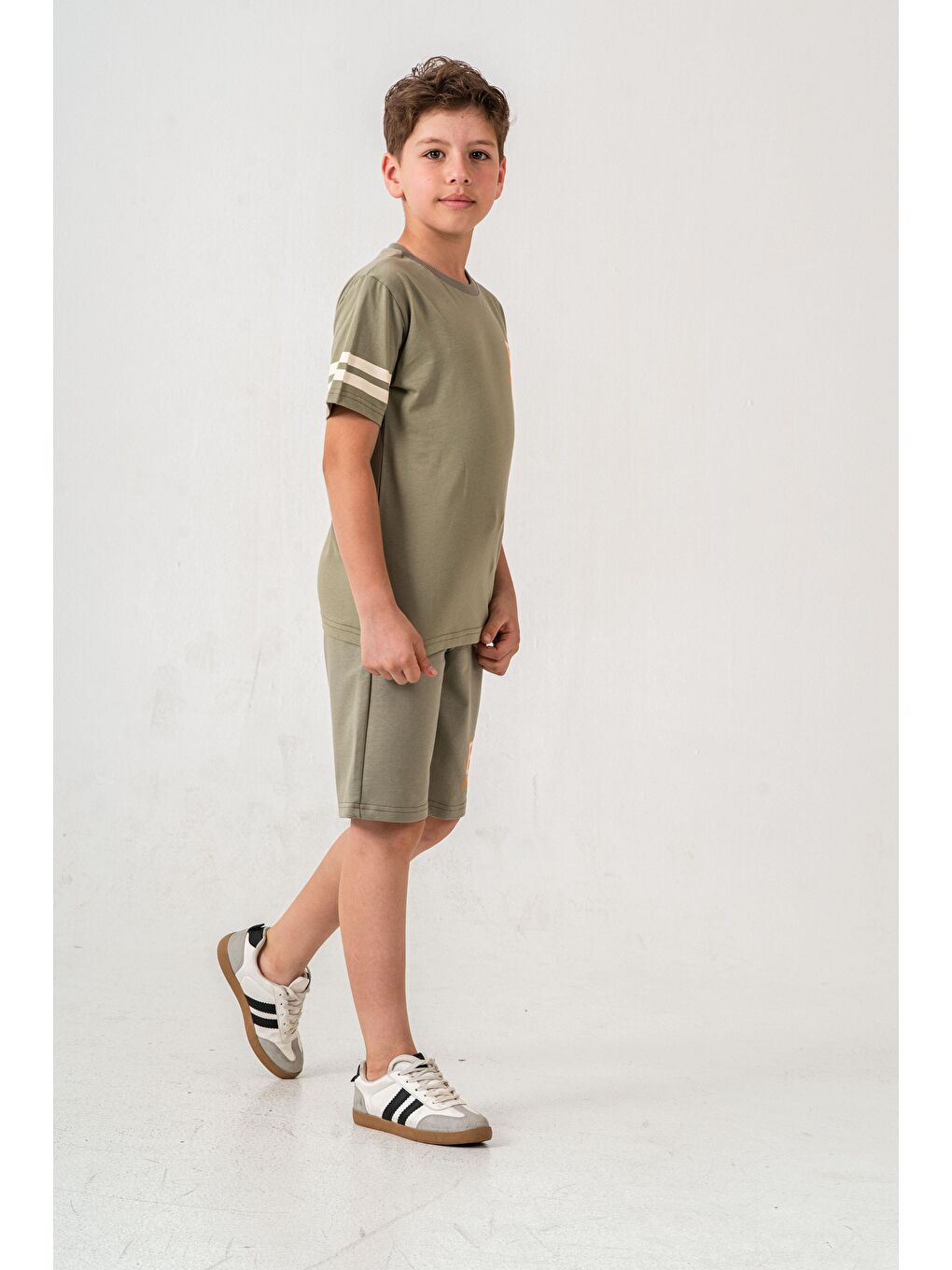 Yeşil Brooklyn College League Baskılı  Erkek Çocuk Şort - Tişört Takımı-2