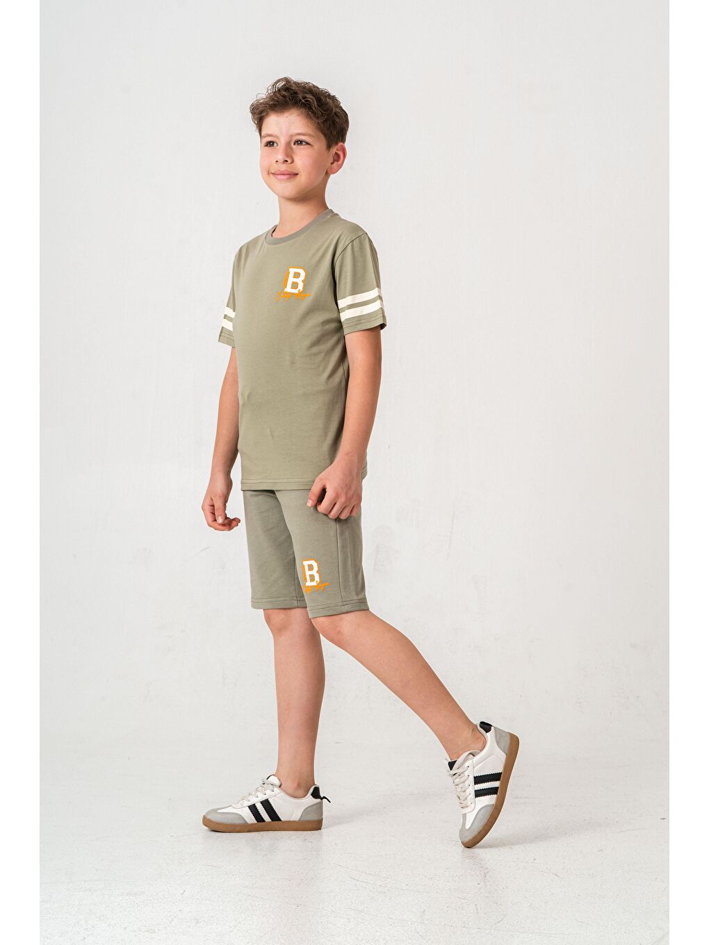 Yeşil Brooklyn College League Baskılı  Erkek Çocuk Şort - Tişört Takımı-3