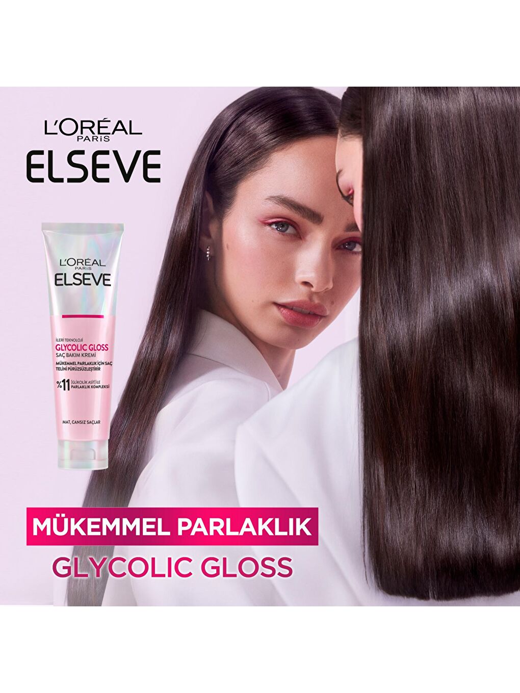 L'Oreal Paris Beyaz Elseve Glycolic Gloss Mükemmel Parlaklık için Pürüzsüzleştirici Saç Kremi 150ml - 2