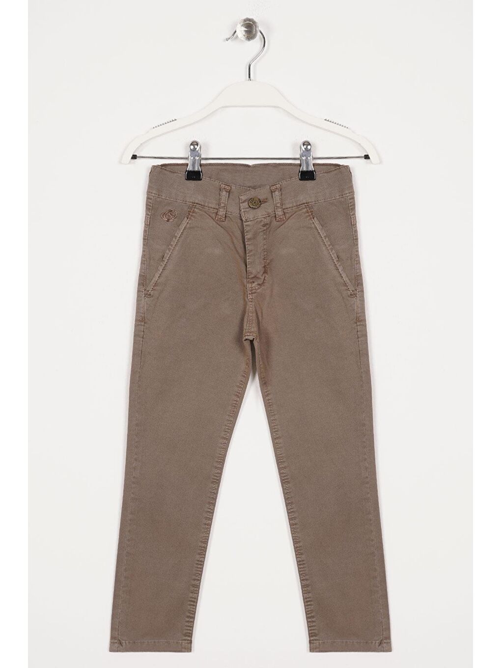 Kahverengi Slim Fit Toprak Renk Erkek Çocuk Gabardin Pantolon