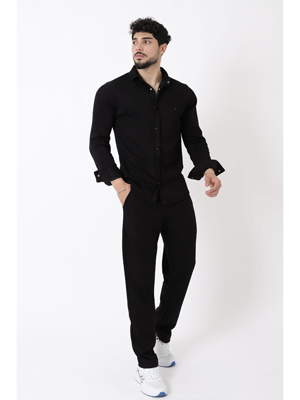 Siyah Penye Çıtçıtlı Kışlık Joger Erkek Takım QM 2013 6362_72011-1