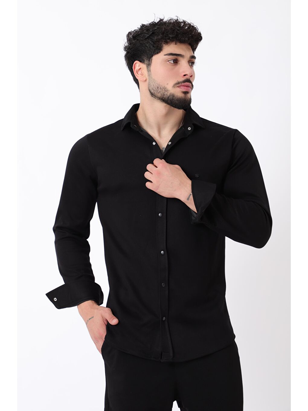 Siyah Penye Çıtçıtlı Kışlık Joger Erkek Takım QM 2013 6362_72011-2