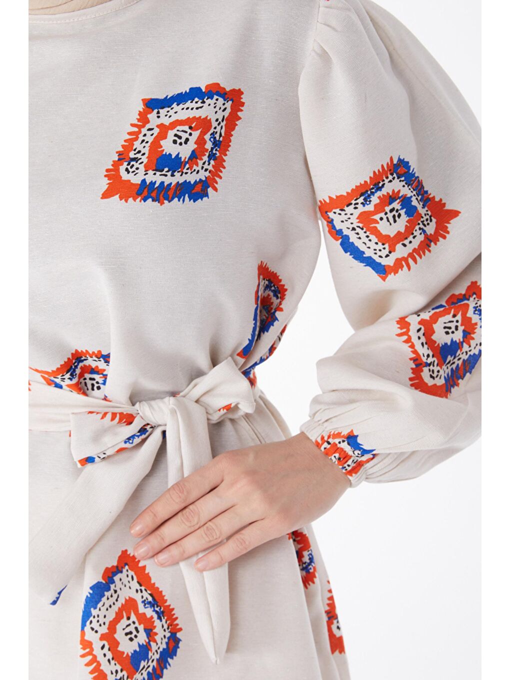 Bisiklet Yaka Kadın Turuncu Desenli İkili Takım - 13164-5