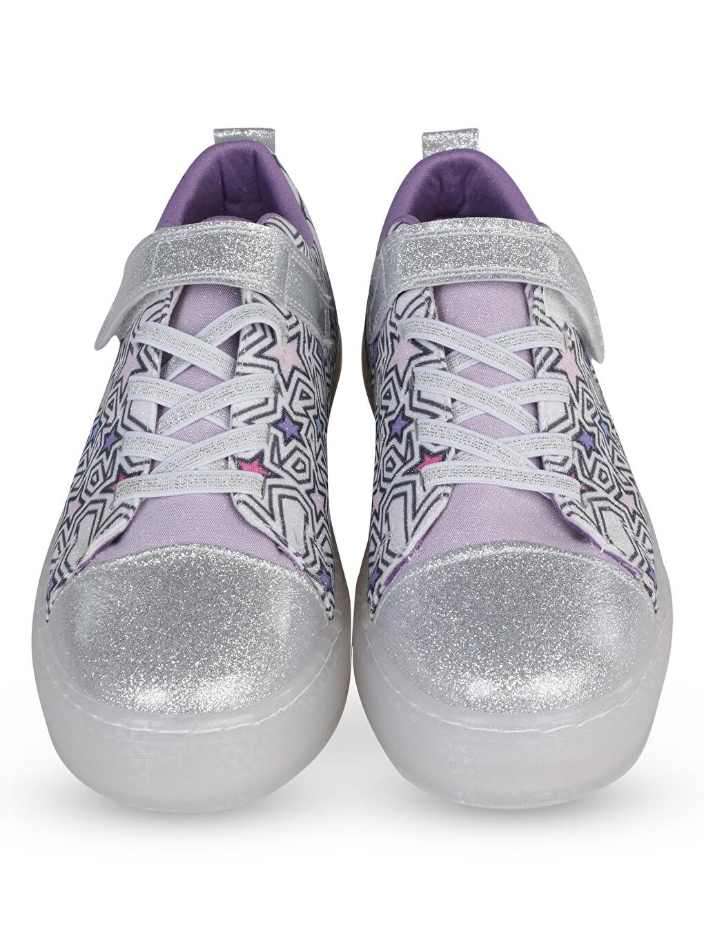 Sport Simli Yıldız Baskılı 32-36 Numara Spor Ayakkabı - Gri-4