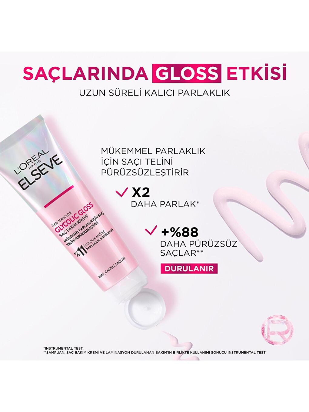 L'Oreal Paris Beyaz Elseve Glycolic Gloss Mükemmel Parlaklık için Pürüzsüzleştirici Saç Kremi 150ml - 5