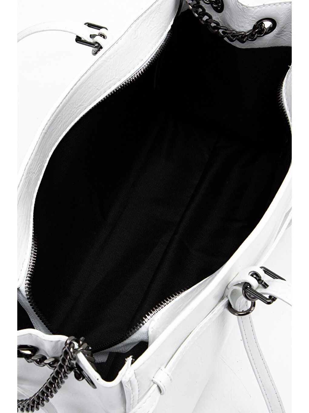 Siyah Zincir Detaylı Bonnie Kadın Kol Çanta Beyaz-6